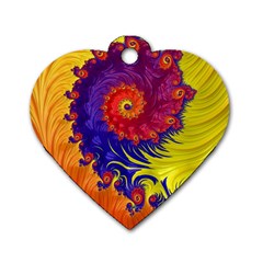 Fractal Spiral Bright Colors Dog Tag Heart (two Sides)