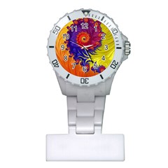 Fractal Spiral Bright Colors Plastic Nurses Watch