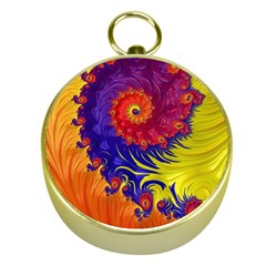 Fractal Spiral Bright Colors Gold Compasses