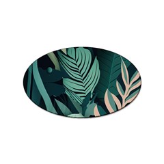 Green Nature Bohemian Painting Leaves Foliage Sticker (oval)