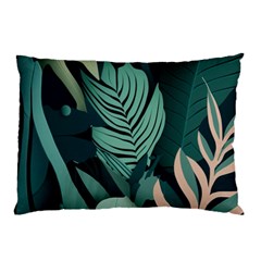 Green Nature Bohemian Painting Leaves Foliage Pillow Case by Ravend