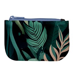 Green Nature Bohemian Painting Leaves Foliage Large Coin Purse