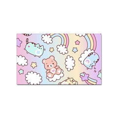 Pusheen Carebears Bears Cat Colorful Cute Pastel Pattern Sticker (rectangular) by Sapixe