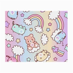 Pusheen Carebears Bears Cat Colorful Cute Pastel Pattern Small Glasses Cloth (2 Sides)