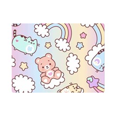 Pusheen Carebears Bears Cat Colorful Cute Pastel Pattern One Side Premium Plush Fleece Blanket (mini)