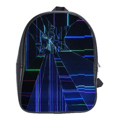 Screen Glitch Broken  Crack  Fracture  Glass Pattern School Bag (xl) by Sapixe