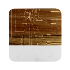 Screen Glitch Broken  Crack  Fracture  Glass Pattern Marble Wood Coaster (square)