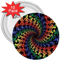 Deadhead Bears Band  Colorsdead Head Grateful Dead Pattern 3  Buttons (10 Pack) 