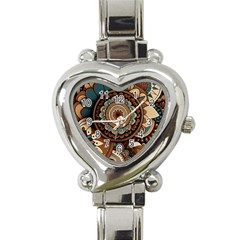 Bohemian Flair In Blue And Earthtones Heart Italian Charm Watch by HWDesign