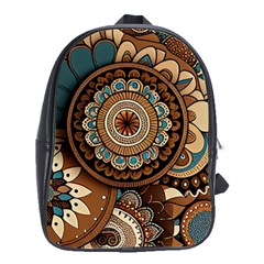 Bohemian Flair In Blue And Earthtones School Bag (large)