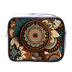 Bohemian Flair In Blue And Earthtones Mini Toiletries Bag (one Side) by HWDesign