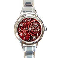 Bohemian Vibes In Vibrant Red Round Italian Charm Watch by HWDesign