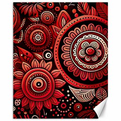 Bohemian Vibes In Vibrant Red Canvas 11  X 14  by HWDesign