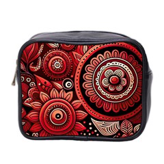 Bohemian Vibes In Vibrant Red Mini Toiletries Bag (two Sides) by HWDesign