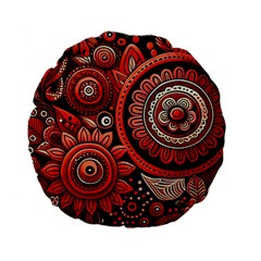 Bohemian Vibes In Vibrant Red Standard 15  Premium Flano Round Cushions by HWDesign