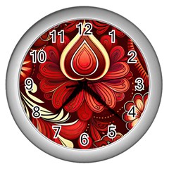 Bohemian Flower Drop Wall Clock (silver) by HWDesign