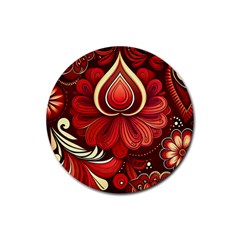 Bohemian Flower Drop Rubber Coaster (round) by HWDesign