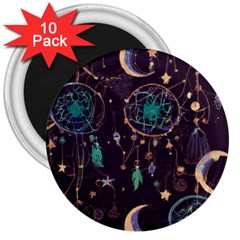 Bohemian  Stars, Moons, And Dreamcatchers 3  Magnets (10 Pack)  by HWDesign