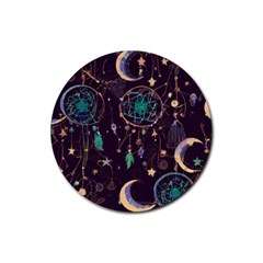 Bohemian  Stars, Moons, And Dreamcatchers Rubber Round Coaster (4 Pack) by HWDesign