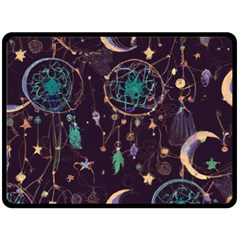 Bohemian  Stars, Moons, And Dreamcatchers One Side Fleece Blanket (large) by HWDesign