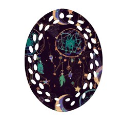 Bohemian  Stars, Moons, And Dreamcatchers Oval Filigree Ornament (two Sides) by HWDesign
