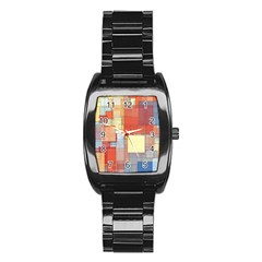 Art Abstract Rectangle Square Stainless Steel Barrel Watch