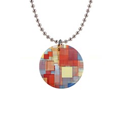 Art Abstract Rectangle Square 1  Button Necklace by Ravend