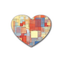 Art Abstract Rectangle Square Rubber Coaster (heart)