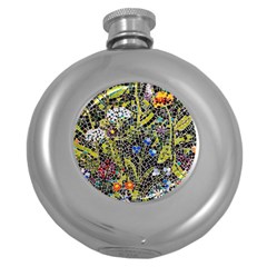 Mosaic Background Pattern Texture Round Hip Flask (5 Oz) by Ravend