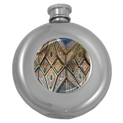 Church Ceiling Mural Architecture Round Hip Flask (5 Oz) by Ravend