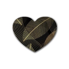 Leaves Nature Art Design Pattern Rubber Heart Coaster (4 Pack)