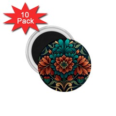 Flower Pattern Modern Floral 1 75  Magnets (10 Pack) 