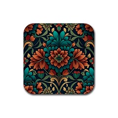 Flower Pattern Modern Floral Rubber Coaster (square)