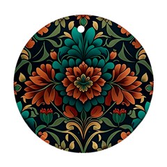 Flower Pattern Modern Floral Round Ornament (two Sides)