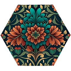 Flower Pattern Modern Floral Wooden Puzzle Hexagon