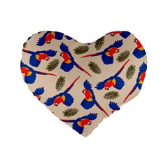 Bird Animals Parrot Pattern Standard 16  Premium Flano Heart Shape Cushions
