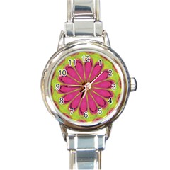 Floral Art Design Pattern Round Italian Charm Watch