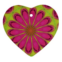 Floral Art Design Pattern Heart Ornament (two Sides)