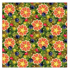 Fruits Star Blueberry Cherry Leaf Square Satin Scarf (36  X 36 )