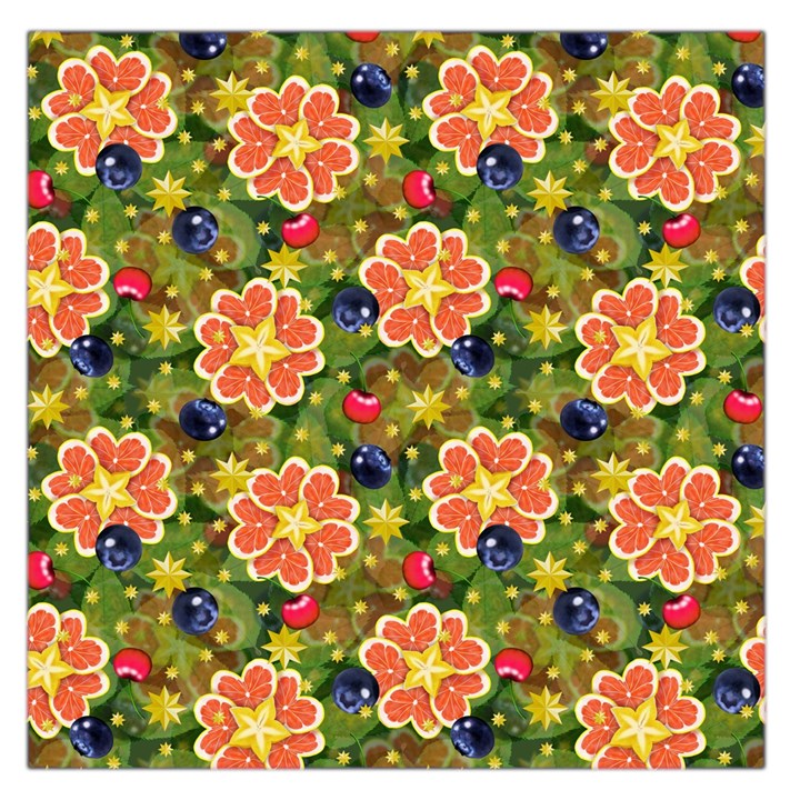 Fruits Star Blueberry Cherry Leaf Square Satin Scarf (36  x 36 )