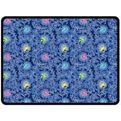 Floral Asia Seamless Pattern Blue Fleece Blanket (large)