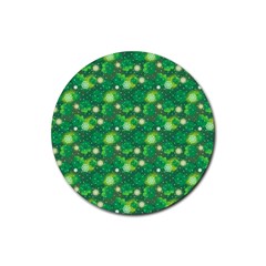 Leaf Clover Star Glitter Seamless Rubber Coaster (Round)