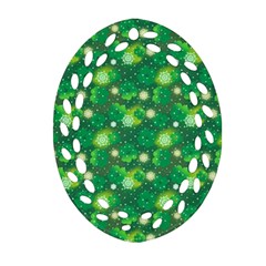 Leaf Clover Star Glitter Seamless Oval Filigree Ornament (Two Sides)