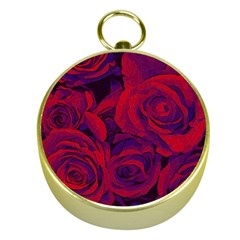 Roses Red Purple Flowers Pretty Gold Compasses