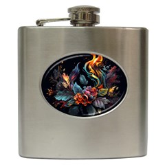 Flowers Flame Abstract Floral Hip Flask (6 Oz)