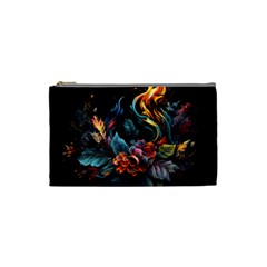 Flowers Flame Abstract Floral Cosmetic Bag (small)