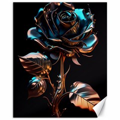 Gold Flower Rose Metal Rose Canvas 11  X 14  by Ravend