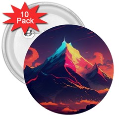 Mountain Sky Color Colorful Night 3  Buttons (10 Pack) 