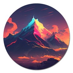 Mountain Sky Color Colorful Night Magnet 5  (round)