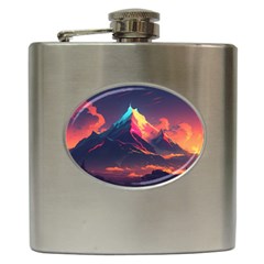 Mountain Sky Color Colorful Night Hip Flask (6 Oz) by Ravend